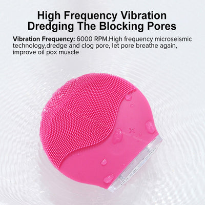 Ultrasonic Vibration Facial Cleansing Silicone Brush