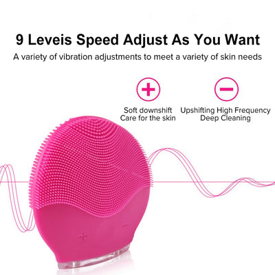 Ultrasonic Vibration Facial Cleansing Silicone Brush